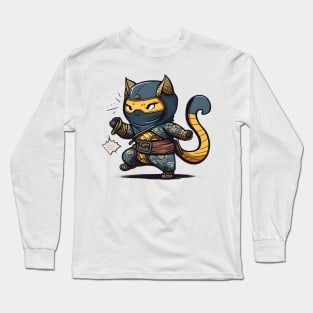 Ninja Vintage Japanese Cat Kitten Lover - Funny Cats Long Sleeve T-Shirt